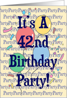 Balloons 42nd Birthday Party Invitation card