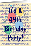 Balloons 48th Birthday Party Invitation card