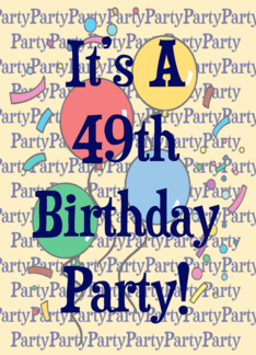 Balloons 49th Birthday Party Invitation