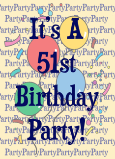 Balloons 51st Birthday Party Invitation