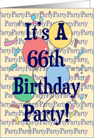 Balloons 66th Birthday Party Invitation card
