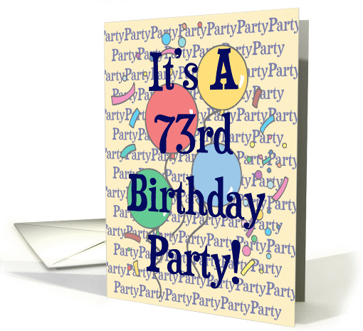 Balloons 73rd Birthday Party Invitation card (371017)