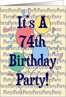 Balloons 74th Birthday Party Invitation card