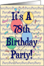 Balloons 78th Birthday Party Invitation card