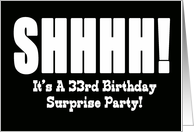 33rd Birthday Surprise Party Invitation card