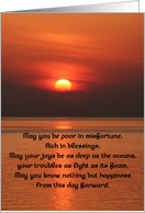 Ocean Sunset Wedding Blessing Card