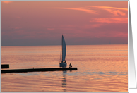 Sailboat At Sunset Blank Card