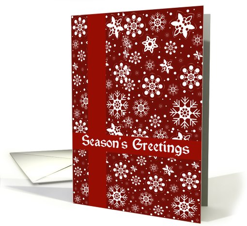 Red Snowflakes Seasons Greetings card (508838)