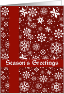 Red Snowflakes Seasons Greetings Card