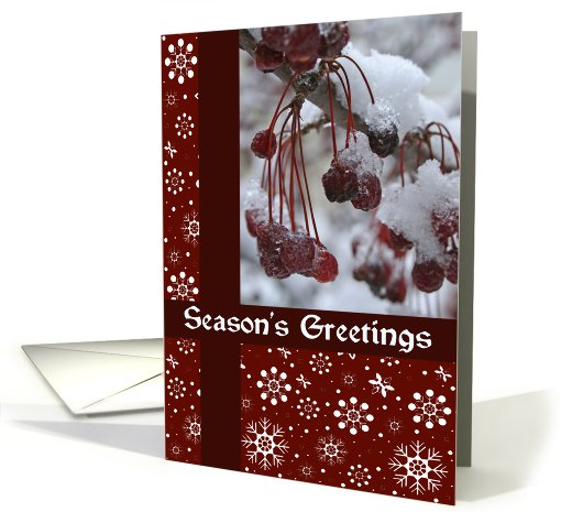 Red Berries Snowflakes Seasons Greetings card (508853)