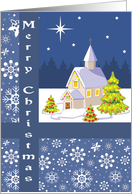 Country Church Merry Christmas Card