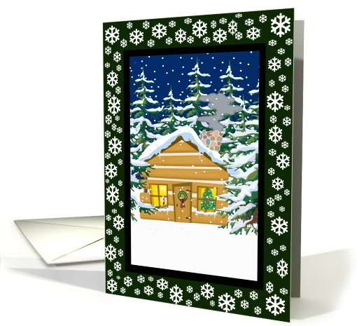 Country Log Cabin Christmas card (512565)