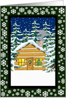 Country Log Cabin Christmas Card