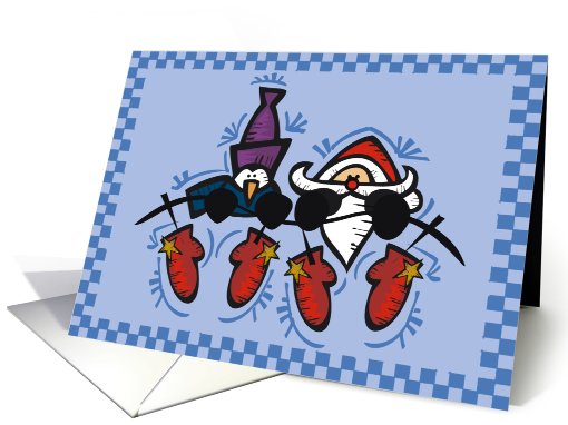 Country Prim Santa And Penguin Christmas card (512567)