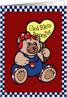 Country Bear God Bless America Blank Card