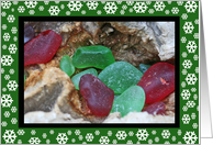 Red And Green Beach Glass Christmas Card