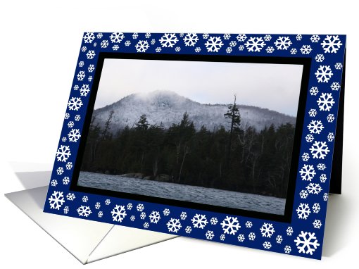 Snowflakes And Adirondack Mountain Lake Christmas card (533594)