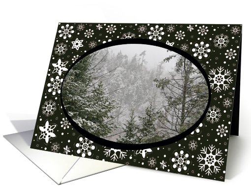 Snowflakes And Mountain Pines Christmas card (533719)