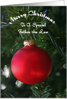 Red Ornament Special Father In Law Christmas Card