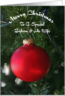 Red Ornament Special Godson & His Wife Christmas Card