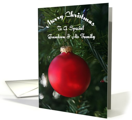 Red Ornament Special Grandson & His Family Christmas card (539526)
