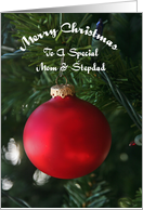 Red Ornament Special Mom & Stepdad Christmas Card