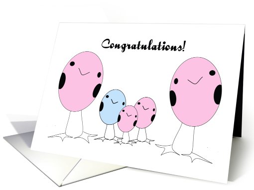 Lesbian Adopted Two Girls And A Boy Congratulations card (549674)