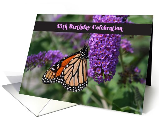 Butterfly 55th Birthday Invitations card (581691)