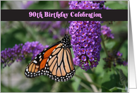 Butterfly 90th Birthday Invitations card