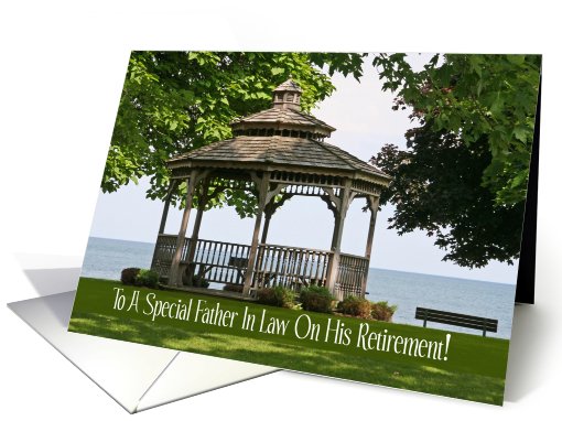 Father In Law Lakeside Gazebo Retirement card (586514)
