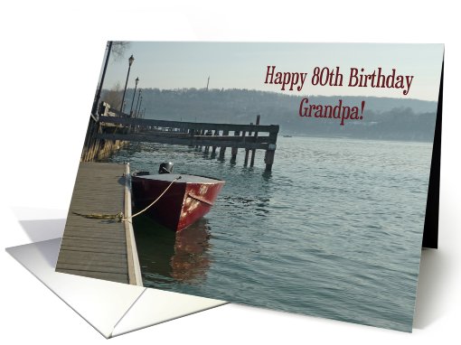 Fishing Boat Grandpa 80th Birthday card (597054)