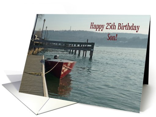 Fishing Boat 25th Son Birthday card (598357)
