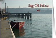 Fishing Boat 35th Son Birthday Card