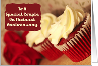 Special Couple 1st Anniversary Cupcakes Card