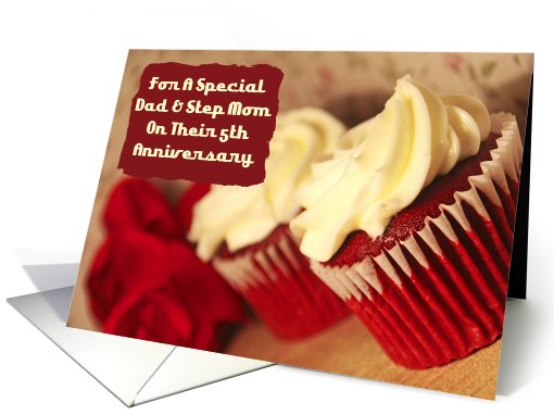 Dad Step Mom 5th Anniversary Cupcakes card (805879)