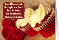 Daughter And Son In Law 7th Anniversary Cupcakes Card