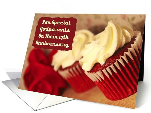 Godparents 17th Anniversary Cupcakes card (807956)