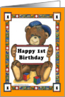 Teddy Bear Block - 1st Birthday card
