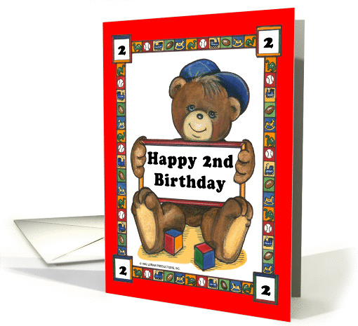 Teddy Bear Block - 2nd Birthday card (141422)