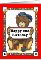 Teddy Bear Block - 2nd Birthday card