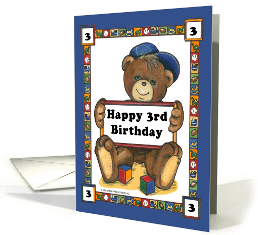 Teddy Bear Block - 3rd Birthday card (141424)