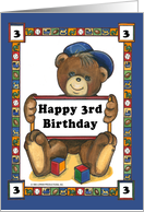 Teddy Bear Block - 3rd Birthday card