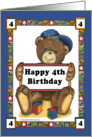 Teddy Bear Block - 4th Birthday card