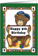 Teddy Bear Block - 5th Birthday card