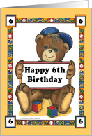 Teddy Bear Block - 6th Birthday card