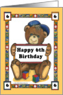 Teddy Bear Block - 6th Birthday card