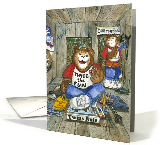 Twin Boys Birthday card (218215)