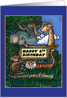 Jungle Animals, Birthday 6th card