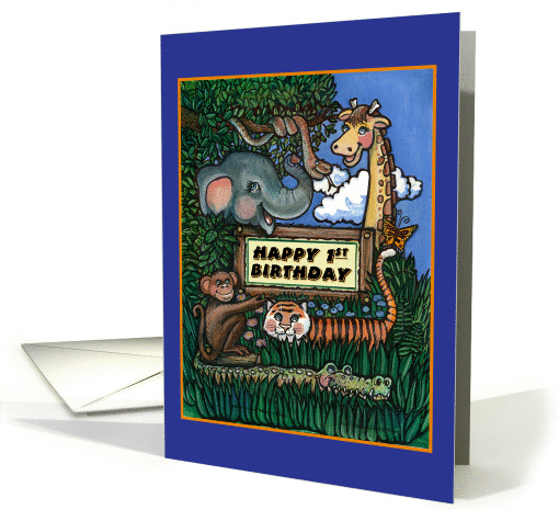 Jungle Animals, Birthday 1st card (57937)