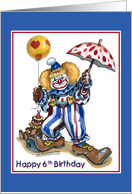 Clown, 6th Birthday card